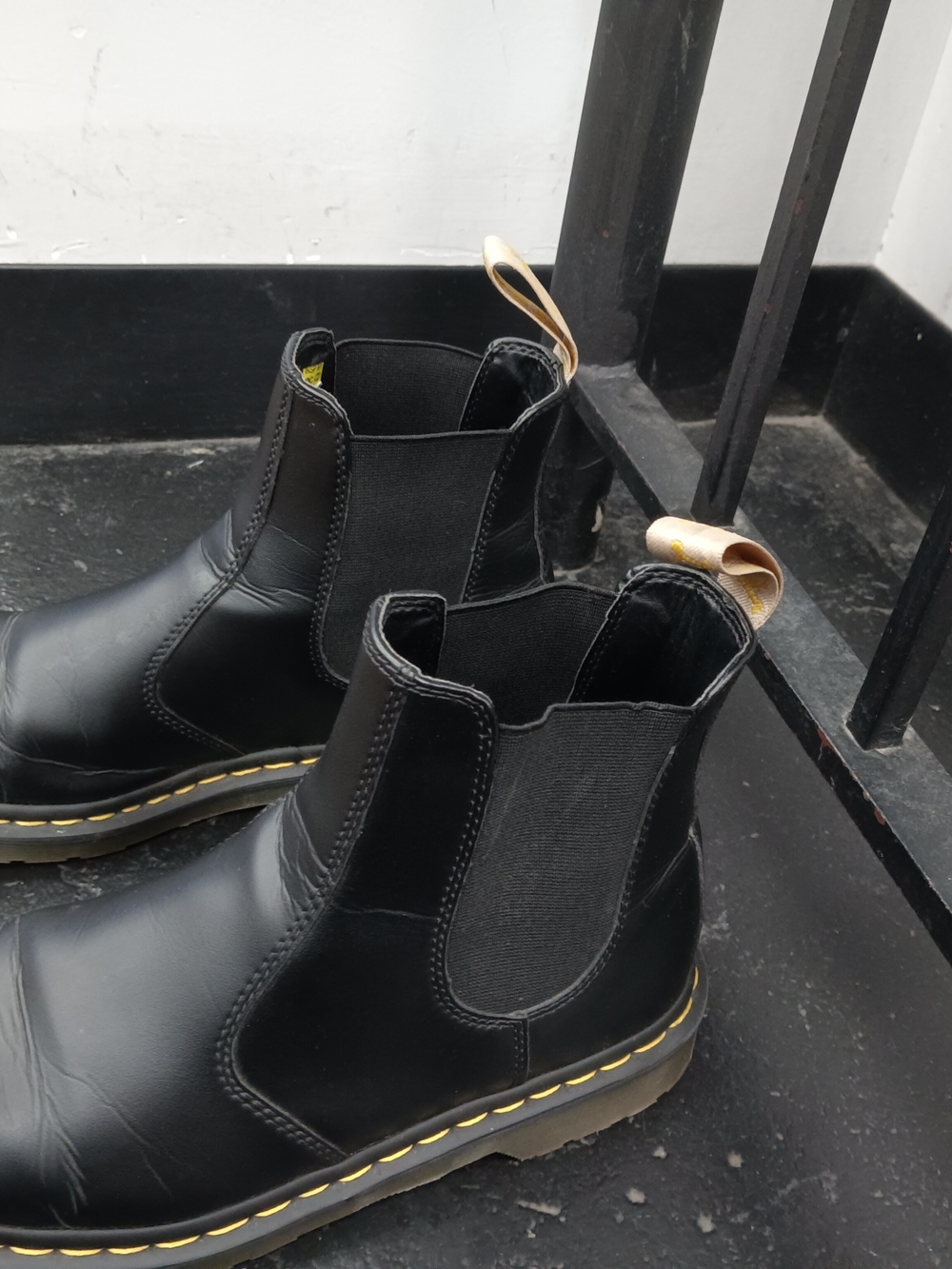 Dr. Martens Black Chelsea Boots with Yellow Stitching - Picture 2 of 6